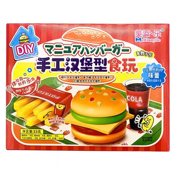 Barvna igra s priložnostmi za izdelavo slovenske lutke hamburgerja in pijače, ustvarjalne otroške lončke za kreativne igre, idealno za otroke, zabava in učenje o ameriških dobrotah.