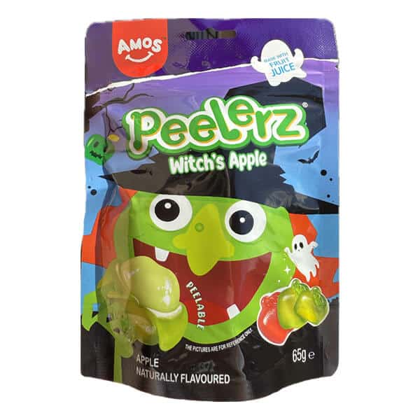 Peelerz Čarobno jabolko za otroke, želatinozno sladilo in naravno okusno prigrizk z jabolčno aromo, idealno za hitro in zabavno uživanje.