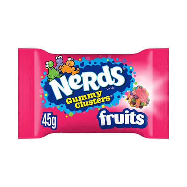 Lepota želatinskih bonbonov Nerds Gummy Clusters s sadnim okusom, pakiranje 45 g, sladke in okusne sladkarije za otroke in odrasle.