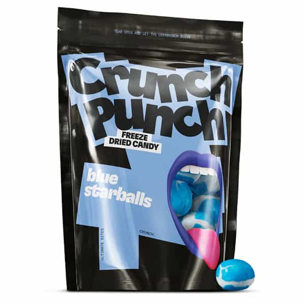 Blue starballs zamrznjene sladkarije, hrana, ameriške dobrote, ameriška sladkarija, ekskluzivne sladkarije, drazge sladkarije, ameriška specialiteta, Crunch Punch sladka prigrizek, sladoledni okusi, industrijska sladkarija.