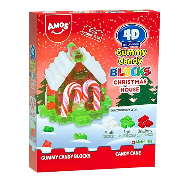 Gumi čokoladni blokci za gradnjo božične hišice, Ekološko brez glutena, čudovit božični kuhar, ustvarjalne igrače za otroke, sladkarije za dekleta in fante, popolne za praznične dni, AMERIŠKE DOBROTE.